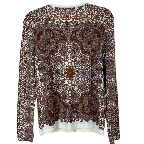 Talbots NWT 100% Merino Wool Paisley Tapestry Cardigan Sweater Size S - Picture 6 of 8